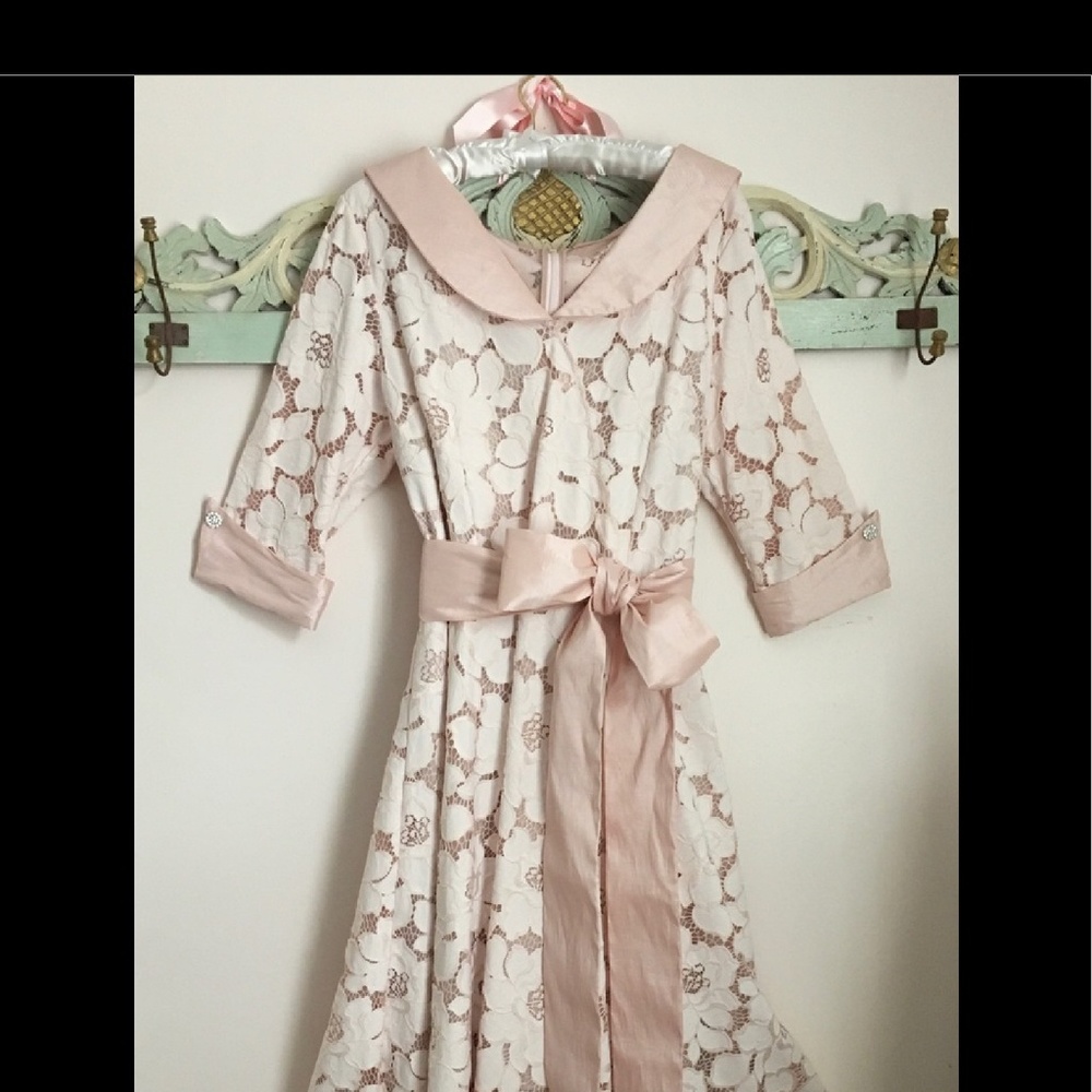 Teri Jon Lace Tea Length Dress 16W